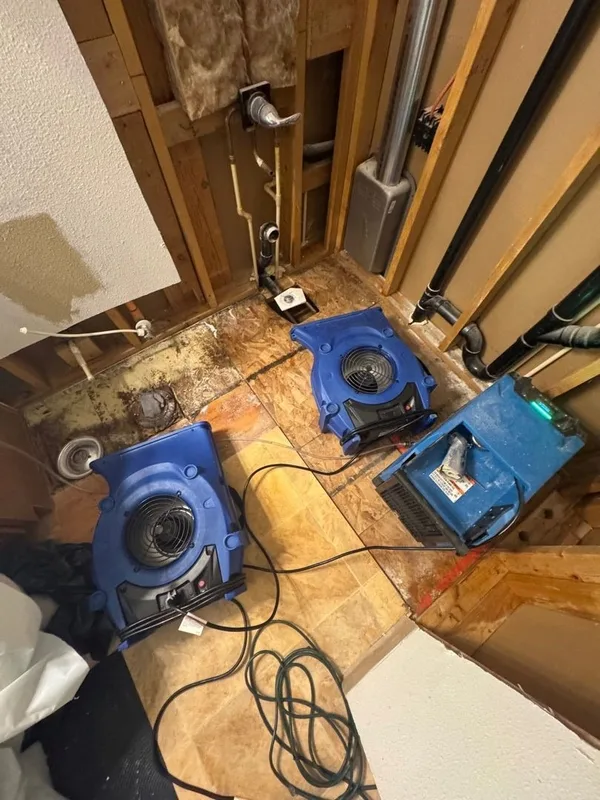 Ceiling leak bathroom demo drying