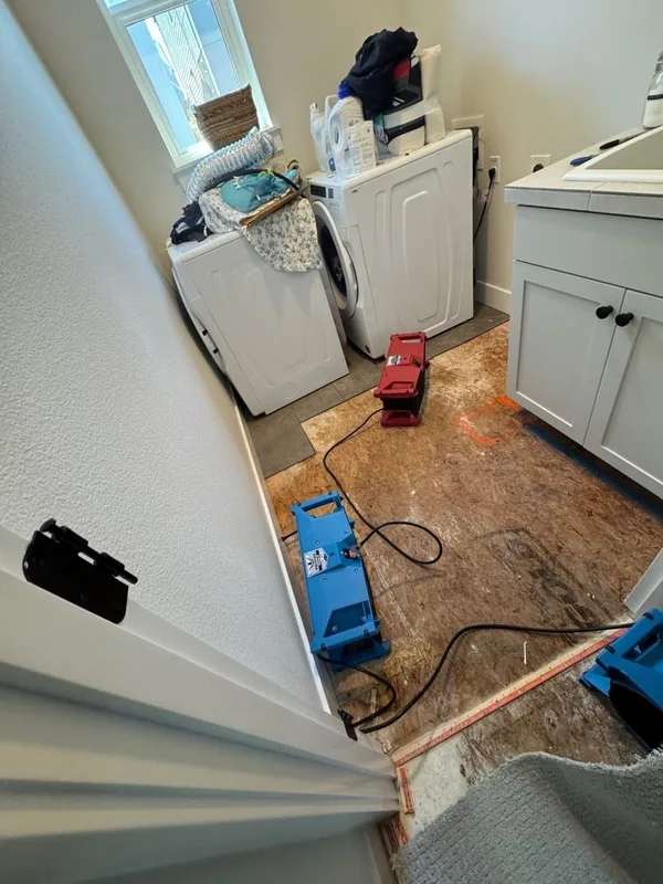 Laundry leak water damage air movers