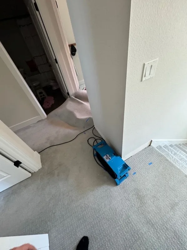 Laundry leak water damage drying hallway