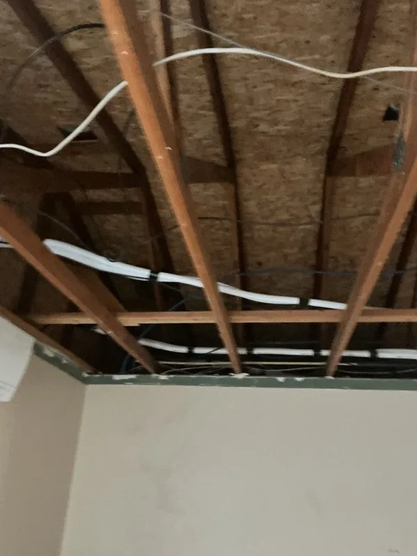 Water damage ceiling cavity exposed