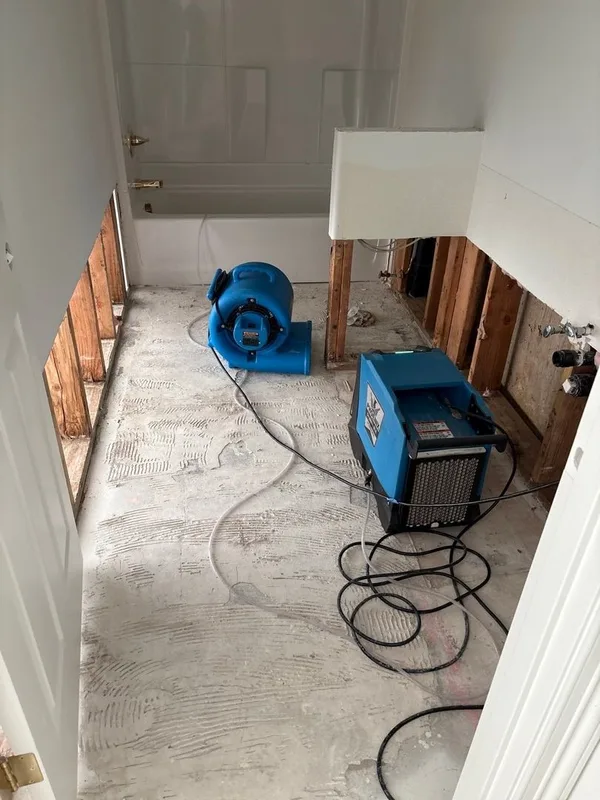 Basement water damage air mover dehumidifier