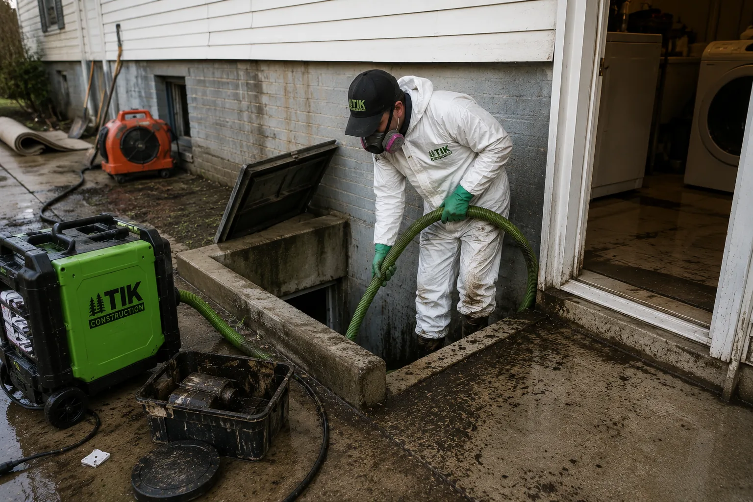 Sewage Cleanup work by TIK Construction