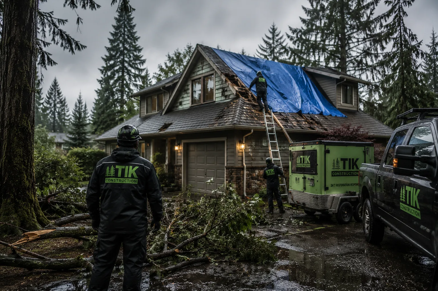 Storm Damage Restoration work by TIK Construction